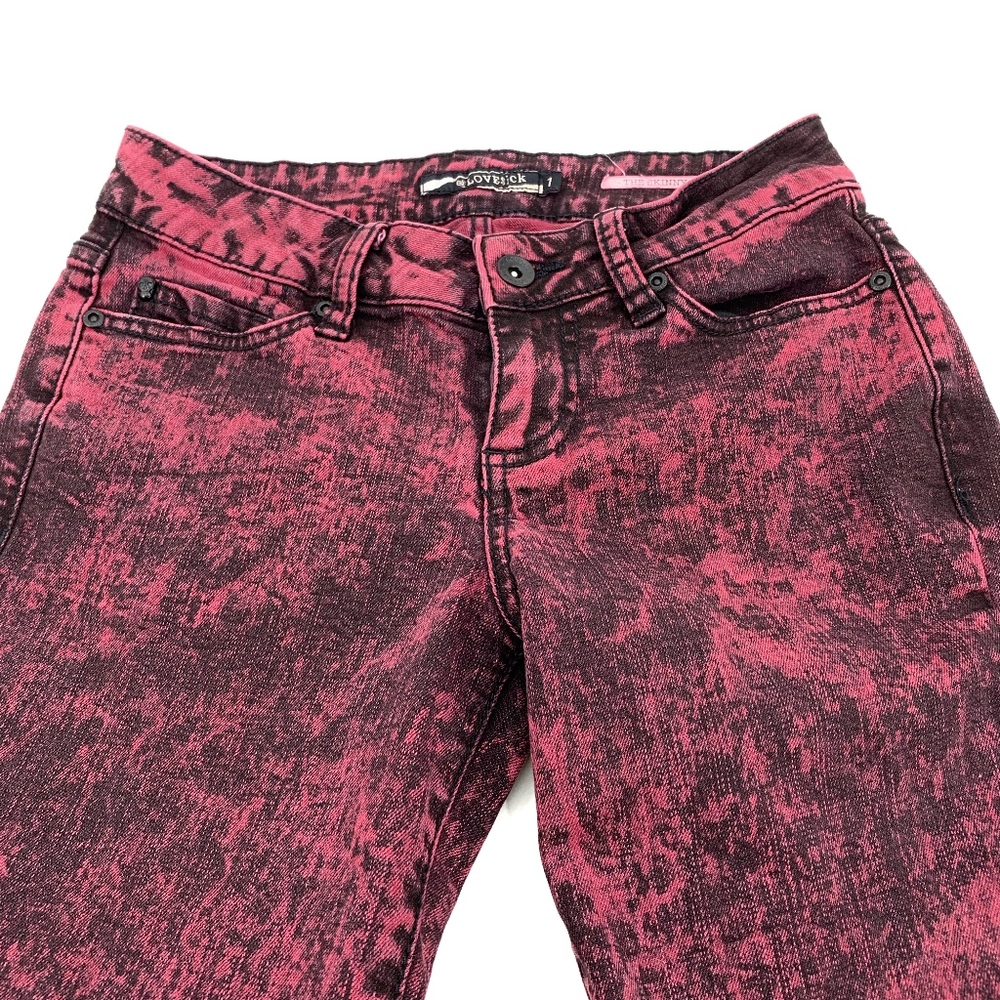 Lovesick Raspberry Acid Wash Denim Jeans - Picture 3 of 7